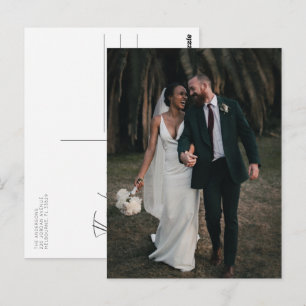 Huwelijk Eenvoudige Foto Bedankt Briefkaart