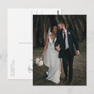 Huwelijk Eenvoudige Foto Bedankt Briefkaart