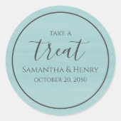 Huwelijk Eenvoudige Turquoise Calligraphy Script T Ronde Sticker (Voorkant)