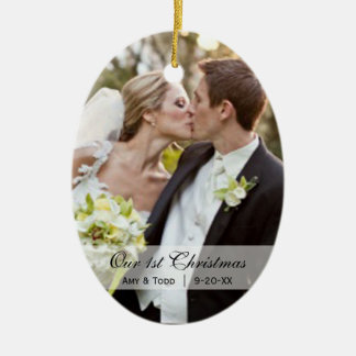Huwelijk | Eerste kerstfotoversiering Keramisch Ornament