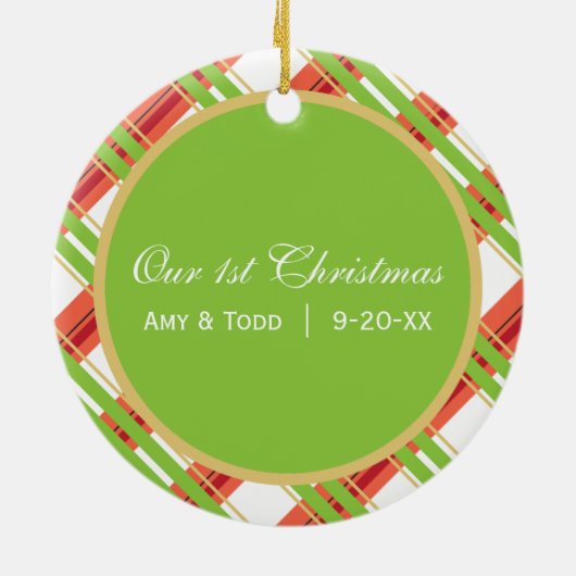 Huwelijk  | Eerste kerstfotoversiering Keramisch Ornament (Achterkant)