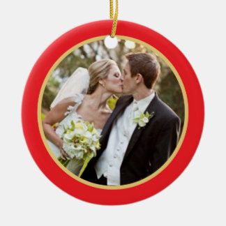 Huwelijk | Eerste kerstfotoversiering Keramisch Ornament