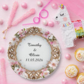 Huwelijk Elegant  Bloemen Lijst Papieren Bordje (Feest)