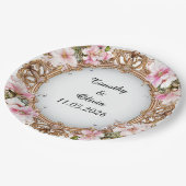 Huwelijk Elegant  Bloemen Lijst Papieren Bordje (Gekanteld)