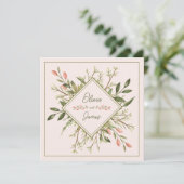 Huwelijk Elegant Bos Bladeren Zacht Roze Kaart (Staand voorkant)
