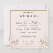 Huwelijk Elegant Bos Bladeren Zacht Roze Kaart (Achterkant)