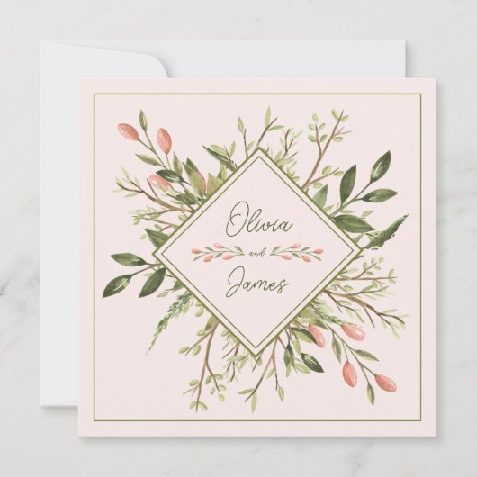 Huwelijk Elegant Bos Bladeren Zacht Roze Kaart (Voorkant)