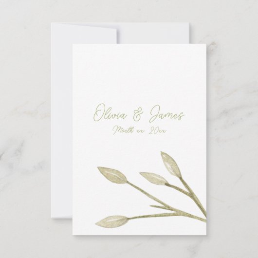 Huwelijk Elegant Bos Bladeren Zacht Roze RSVP Kaartje (Achterkant)