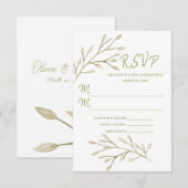 Huwelijk Elegant Bos Bladeren Zacht Roze RSVP Kaartje (Voorkant / Achterkant)