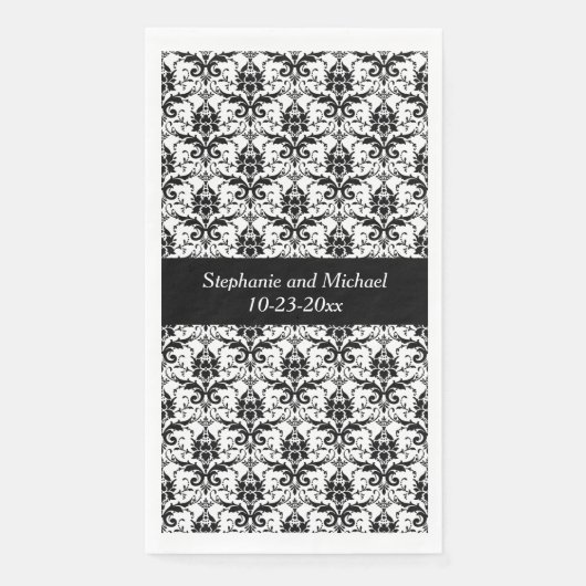Huwelijk Elegant Damask Bruid Bruidegom Hand of Ba Servet (Voorkant)