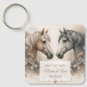 Huwelijk Elegant Horses Save the Date Sleutelhange Sleutelhanger (Voorkant)