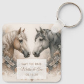 Huwelijk Elegant Horses Save the Date Sleutelhange Sleutelhanger (Achterkant)