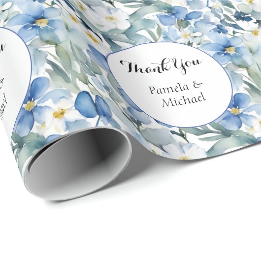 Huwelijk Elegant Minimalist Classic Blauw Dank u Cadeaupapier (Rol Hoek)