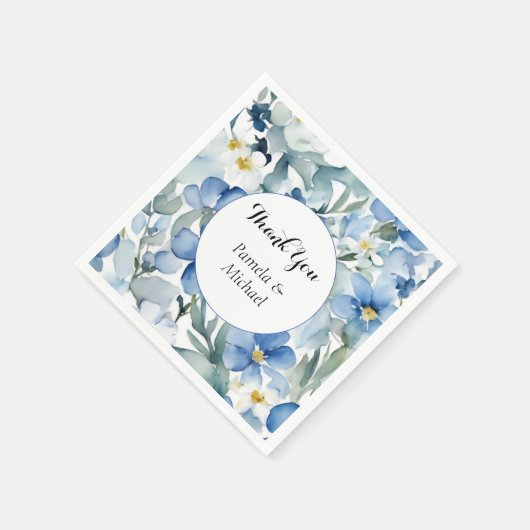 Huwelijk Elegant Minimalist Classic Blauw Dank u Servet (Hoek)