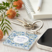 Huwelijk Elegant Minimalist Classic Blauw Dank u Sleutelhanger (Voorkant Rechts)