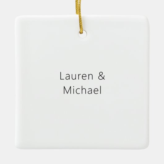 Huwelijk Elegant Minimalistische Plain Zwart Wit Keramisch Ornament (Voorkant)