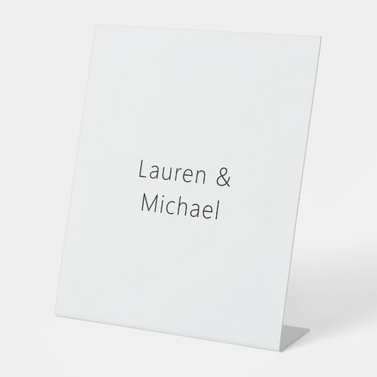 Huwelijk Elegant Minimalistische Plain Zwart Wit Reclamebord Met Voetstuk (Voorkant)