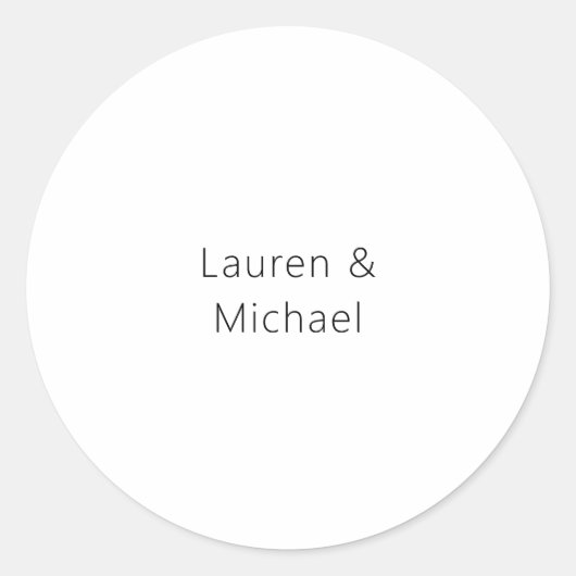 Huwelijk Elegant Minimalistische Plain Zwart Wit Ronde Sticker (Voorkant)