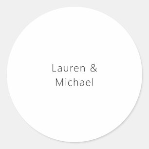 Huwelijk Elegant Minimalistische Plain Zwart Wit Ronde Sticker