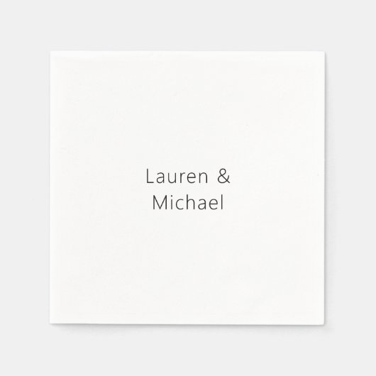 Huwelijk Elegant Minimalistische Plain Zwart Wit Servet (Voorkant)