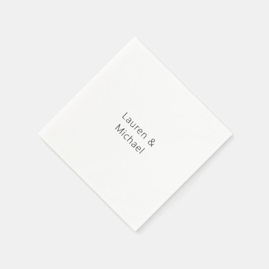 Huwelijk Elegant Minimalistische Plain Zwart Wit Servet (Hoek)