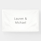 Huwelijk Elegant Minimalistische Plain Zwart Wit Spandoek (Horizontaal)