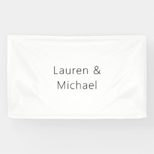 Huwelijk Elegant Minimalistische Plain Zwart Wit Spandoek