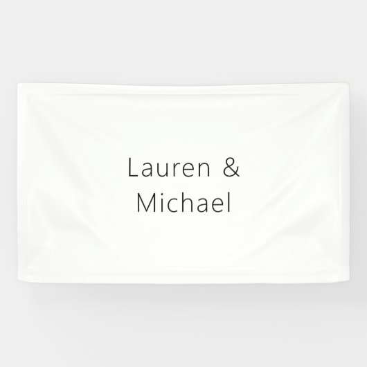 Huwelijk Elegant Minimalistische Plain Zwart Wit Spandoek (Horizontaal)