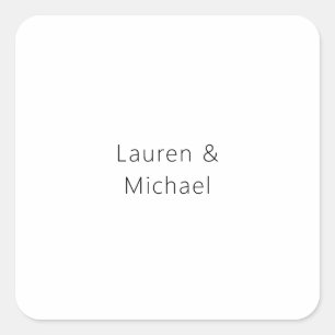 Huwelijk Elegant Minimalistische Plain Zwart Wit Vierkante Sticker