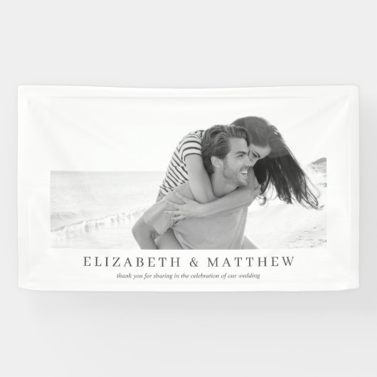 Huwelijk | Elegant Moderne Aangepaste Foto Spandoek (Horizontaal)