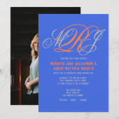 Huwelijk Elegant Monogram Koninklijk Blauw Grijs K Kaart (Voorkant / Achterkant)