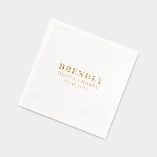 Huwelijk Elegant Monogram Namen Gouden Folie Serve Folie Servetten (Links)
