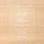Huwelijk Elegant Romaans Script Gold Specks Acryl Uitnodigingen (Voorkant)