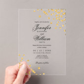Huwelijk Elegant Romaans Script Gouden Confetti Acryl Uitnodigingen (Insitu (Draagbaar))
