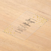 Huwelijk Elegant Romaans Script Gouden Confetti Acryl Uitnodigingen (Laagn)