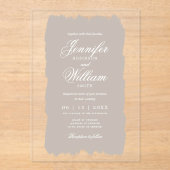 Huwelijk Elegant Romantisch Script Champagne Paint Acryl Uitnodigingen (Voorkant)