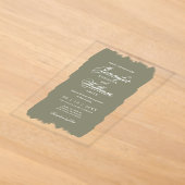 Huwelijk Elegant Romantisch Script Sage Green Pain Acryl Uitnodigingen (Laagn)