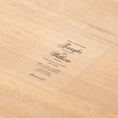 Huwelijk Elegant Romantisch Script Typografie Zwar Acryl Uitnodigingen (Laagn)