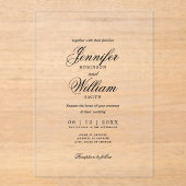 Huwelijk Elegant Romantisch Script Typografie Zwar Acryl Uitnodigingen (Voorkant)