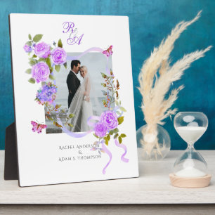 Huwelijk Elegant Roos Lint Paarse Plaque Fotoplaat