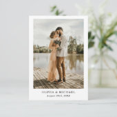 Huwelijk Elegant Script Foto Dank u kaart (Staand voorkant)