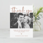 Huwelijk | Elegant White en Roos Gold met foto's Bedankkaart (Staand voorkant)