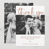 Huwelijk | Elegant White en Roos Gold met foto's Bedankkaart (Voorkant / Achterkant)