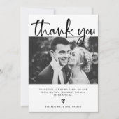 Huwelijk | Elegant zwart-wit met foto's Bedankkaart (Voorkant)