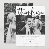 Huwelijk | Elegant zwart-wit met foto's Bedankkaart (Voorkant / Achterkant)