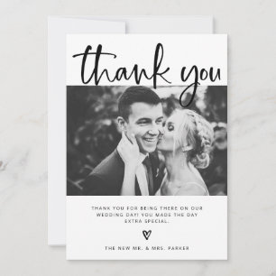 Huwelijk   Elegant zwart-wit met foto's Bedankkaart