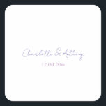 Huwelijk Elegante Kalligrafie Creatieve Namen & Da Vierkante Sticker<br><div class="desc">Deze sjabloon kan worden aangepast aan alle professionele beroepen.</div>