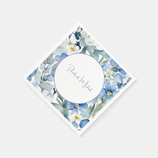 Huwelijk Elegante Minimalistische Klassieke Blauwe Servet (Hoek)