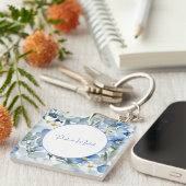 Huwelijk Elegante Minimalistische Klassieke Blauwe Sleutelhanger (Voorkant Rechts)