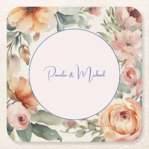 Huwelijk Elegante Minimalistische Klassieke Bloeme Kartonnen Onderzetters